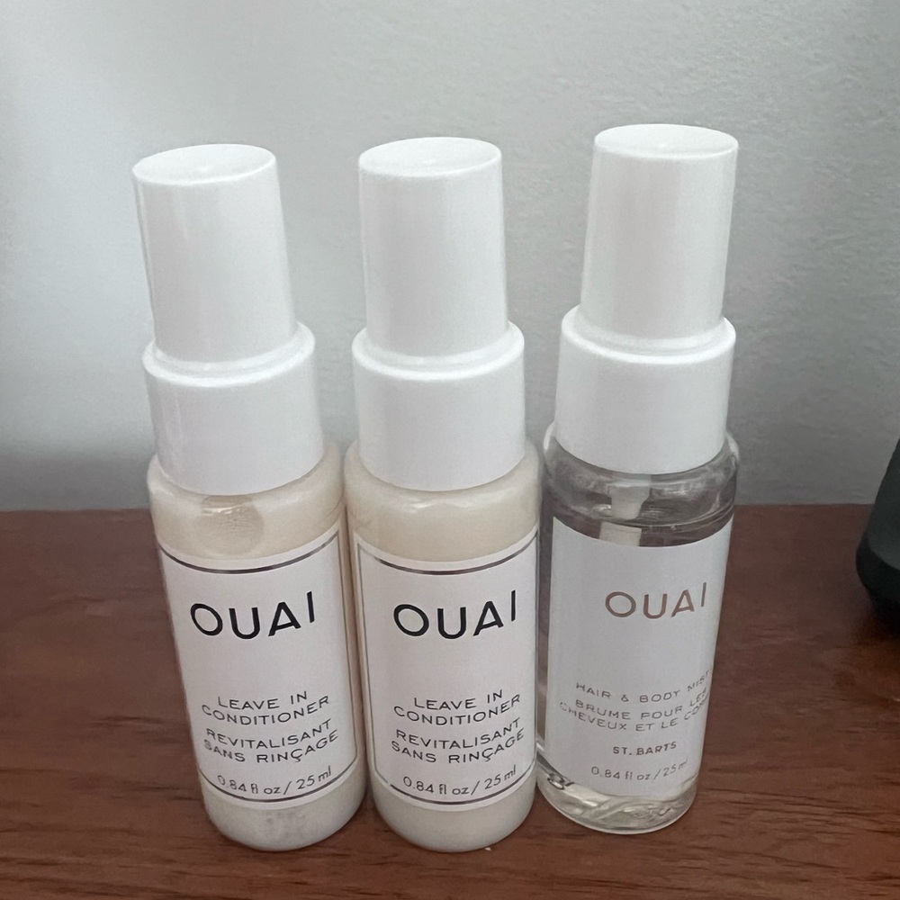 Set of 2 OUAI Leave In Conditioner Travel Size. Thermal Protection. Bonus Mist.